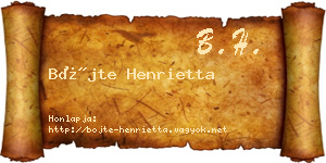 Böjte Henrietta névjegykártya